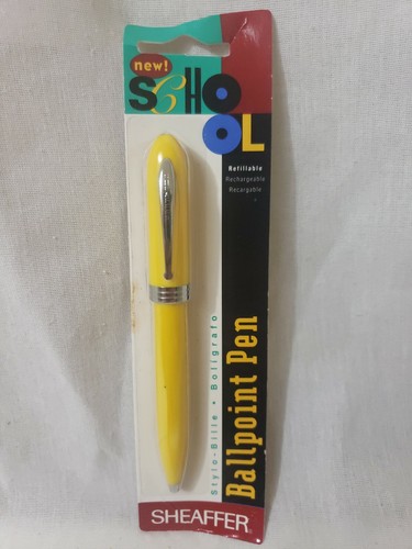 Vintage 1990 Sheaffer Ballpoint Pen Push Click 90s Yellow New Vtg Untested NIP