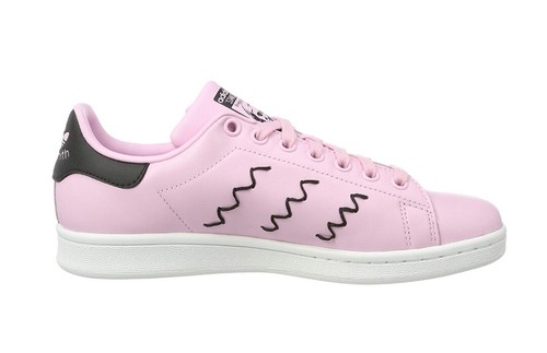 BZ0656 STRINGATA ROSA//NERO ADIDAS STAN SMITH DONNA PELLE