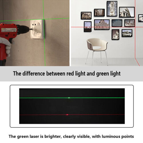 Red Beam Laser Level Horizontal Vertical Mini Measure Tool Rechargeable Green