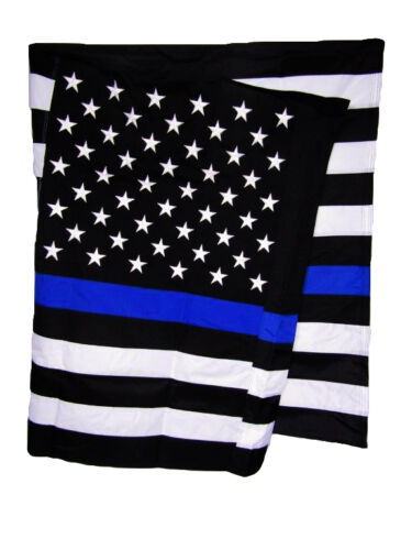 Pole Sleeve 3 x 5 Police Thin Blue Line American Flag Nylon Embroidered Sewn