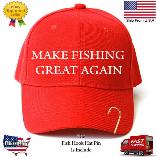 MAKE AMERICA GREAT AGAIN FISHING HOOK HAT TRUMP FUNNY EMBROIDER HAT 