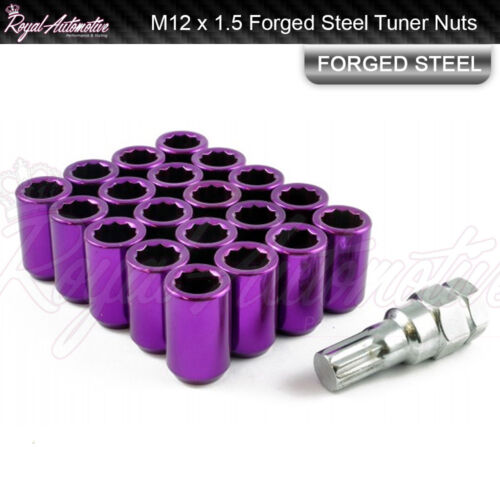 20 Tuercas de Rueda de sintonizador de M12x1.5 unidad interna Slim Mazda Mitsubishi Ford JDM púrpura