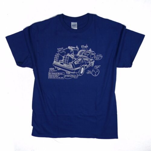 5XL /> /"Back To The Future/" Blueprint /> T-Shirt for men /> Metro Blue S