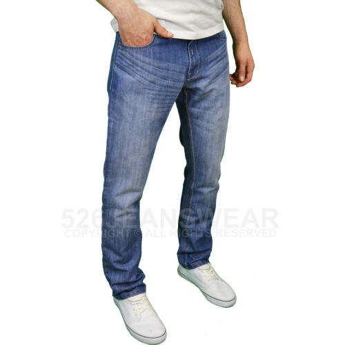 Enzo Mens Designer Regular Fit Straight Leg Jeans Sizes 28" BNWT 48" 