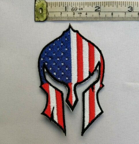 Spartan Labe Army Flag USA Tactical Warrior Embroidered Iron-On Sew patch 2Pcs 