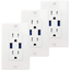 5.0A High Speed Dual USB Charger Outlet 3 Pack 15A TR Electrical Receptacle