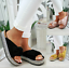Details about   Womens Ladies Flatform Bow Sliders Stud Slides Espadrille Flat Summer Sandals SZ 
