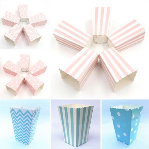 12/24PCS Colorful Mini Party Favors Stripe Paper Bag Popcorn Box Case UK Stock 