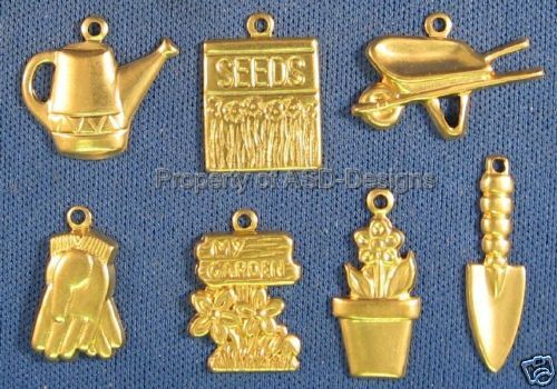 70pc Raw Brass Outdoor Garden Planting Lot Charms 4581