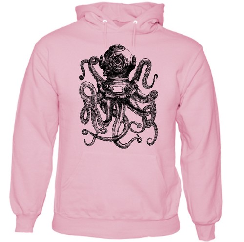 Scuba Diving Octopus Mens Deep Sea Diver Hoodie Dive Mask Flippers Tank Kit