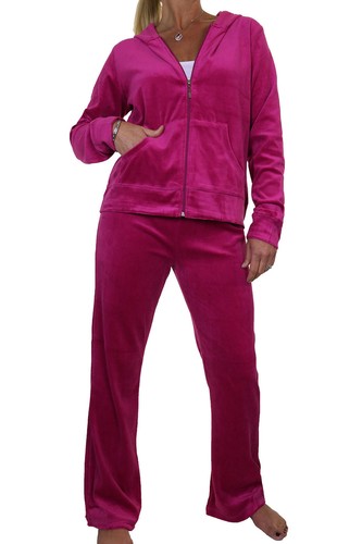 Curvy Figure Hooded Luxurious Velour Tracksuit Hot Pink NEW 10-20