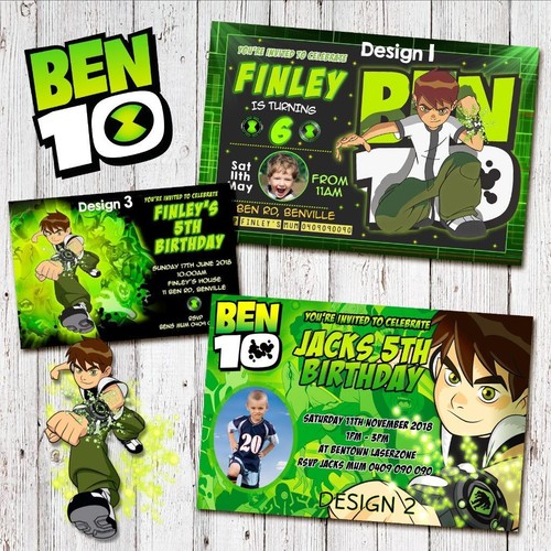 Personalised BEN 10 Birthday Invitations Invites Party Photo Superhero Magnet