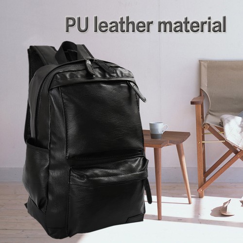 Men Women Leather Black Backpack Satchel Rucksack Shoulder School Bag Large Big