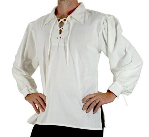 Pirate Shirt Adult Medieval Renaissance Costume Fancy Dress Viking Tunic Shirt 