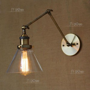 20TH C. Library Clear Glass Swing Arm Sconce Bronze Finish Wall Lamp RH Light eBay