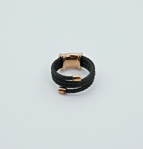 Charriol Ring schwarz 925 Sterling Silver Element vergoldet NP160€ 021311005N241