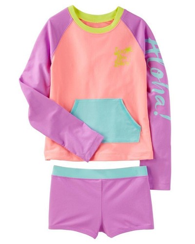 OSHKOSH B/'GOSH® Girls/' 4//5 14 Aloha Colorblock Rashguard Swim Set NWT