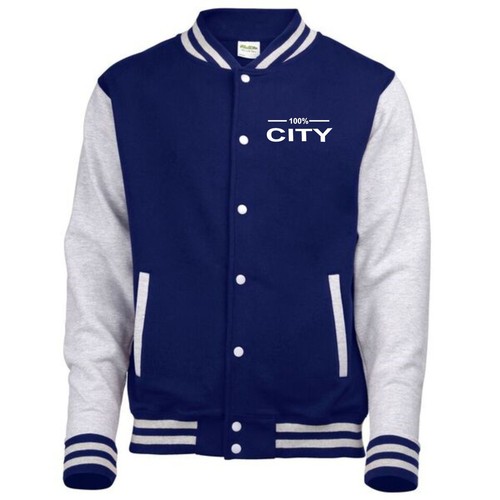100/% manchester city fan varsity jacket kids