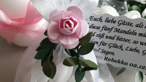 Taufe Rosa//Weiß Gastgeschenke Kommunion Hochzeit Tischdeko mit Spruch