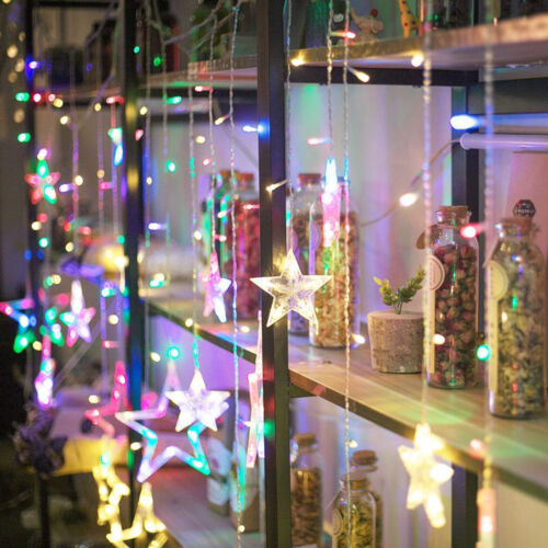 138LED Strip Light Christmas Xmas Outdoor Star Type Fairy Curtain Party Decor US 