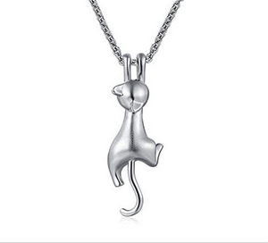 New Silver Lovely Jumping Cat Pendant Necklace Kitten Necklace Women Jewelry