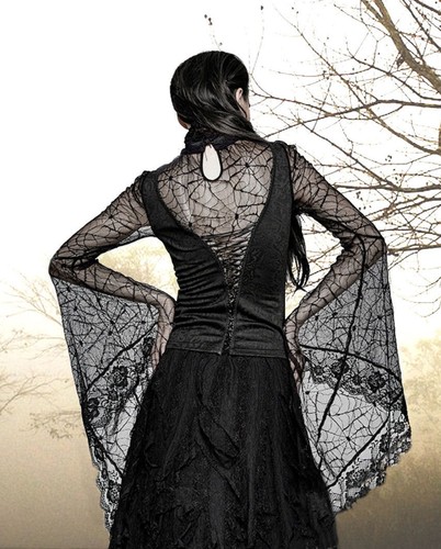 Gothic NEO Victorian Steampunk Camicia Top strega Cobweb RAGNO Punk Rave M L XL XXL