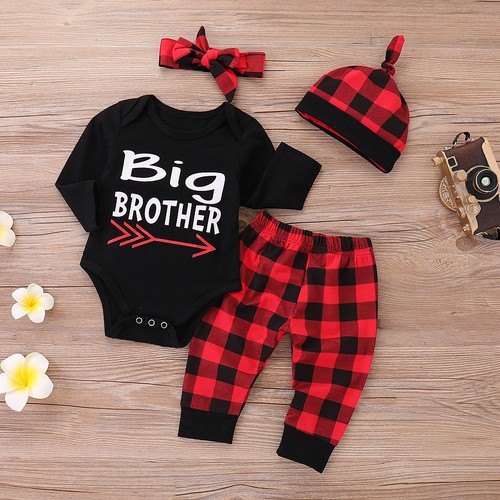 4PCS Newborn Kid Baby Boy Girl Outfit Clothes Set Romper Bodysuit+Pants Leggings