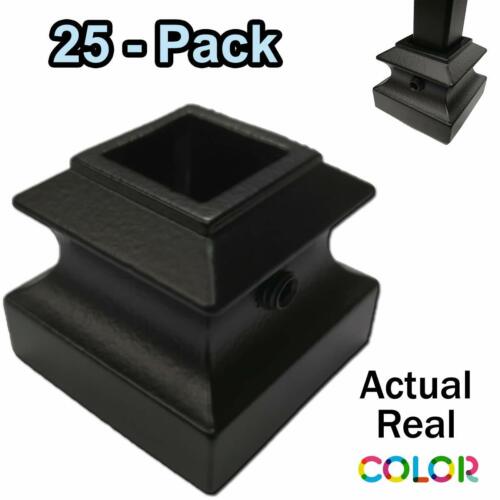 Flat Shoes for 1/2" Stair Metal Balusters Satin Black 25-Pack With Screw 