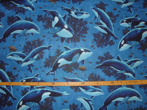 € 20//m² 0,3m balene delfini larga 1,1m Patchwork di Tessuto