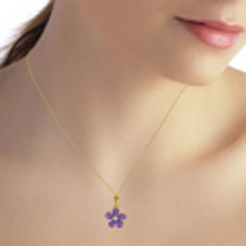 Details about  / 2.22 CTTW 14K Solid gold 18/" fine Necklace genuine Purple Amethyst Diamond