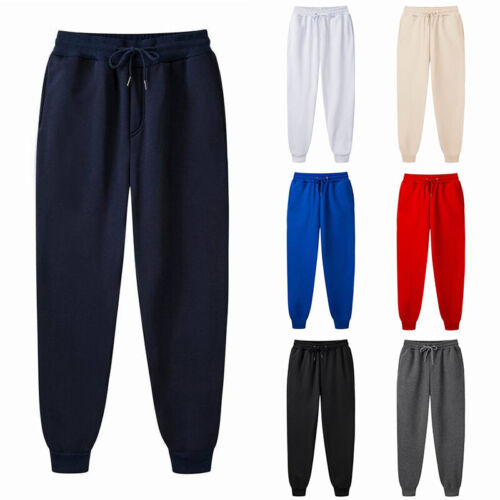 Men's Fitness Drawstring Jogger Pants Casual Sports Sweatpants Solid Trousers 