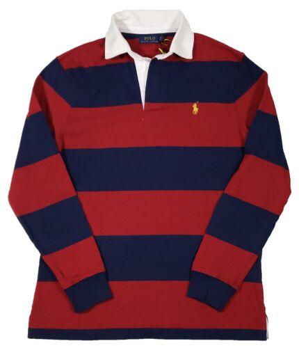 Polo Ralph Lauren Men/'s Red//Navy Stripe Iconic Rugby Classic Fit Polo Shirt