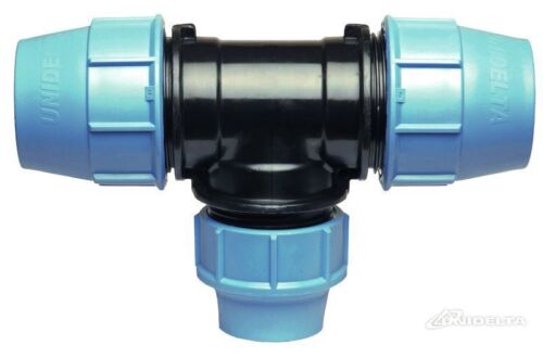 Reducing Tee Compression Fitting for Blue Water/MDPE/Alkathene Pipe 