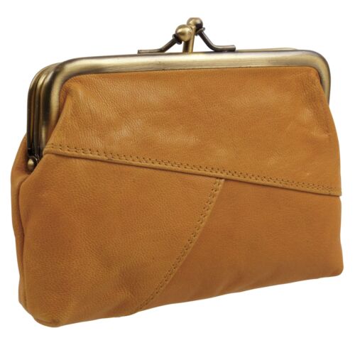 Primehide Leather Ladies Double Clip Coin Purse in Soft Crumble Collection Chang