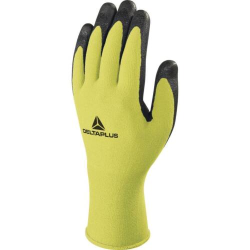 6 Pairs of Delta Plus APOLONIT VV734 Safety Work Gloves with Yellow Spandex 