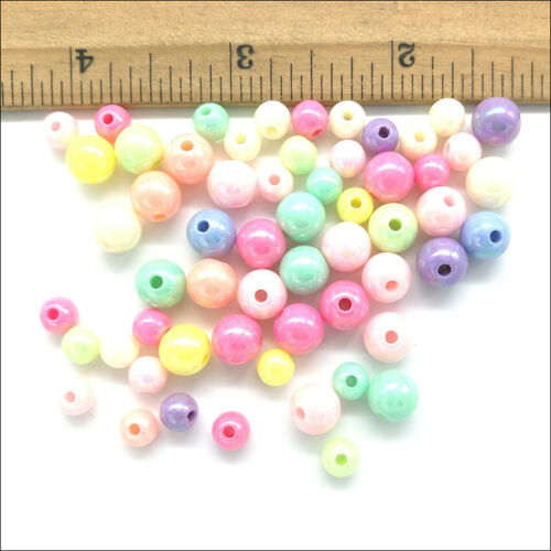 100pcs 6mm 8mm AB Spacer Bead Acrylic Loose Beads Kid Jewelry DIY Accessories 