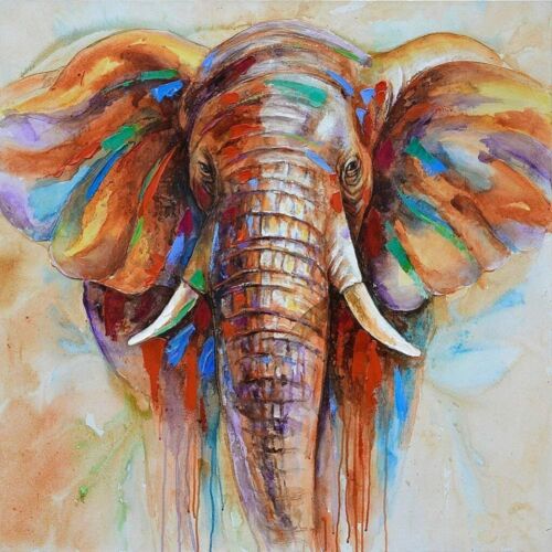 5D Diamond Painting Full Drill Colorful Elephant Gorgeous Embroidery Art
