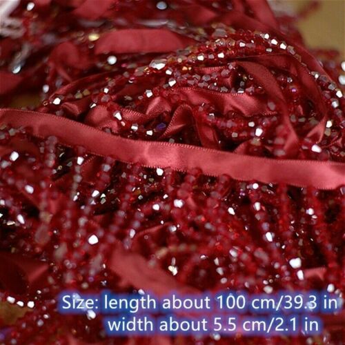 Crystal Trim Beaded Sewing Edge Fringe DIY for Craft Dress Curtain Lampshade Red 