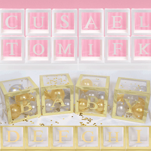 White Gold Letter Transparent Boxes Packing Wedding Baby Shower Party Decoration