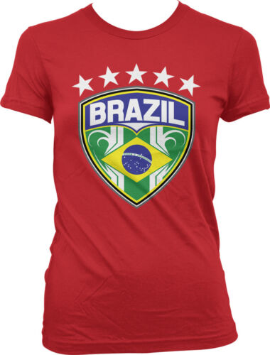 Brasil Brazilian Pride  Juniors T-shirt Brazil Flag Country Crest with Stars 