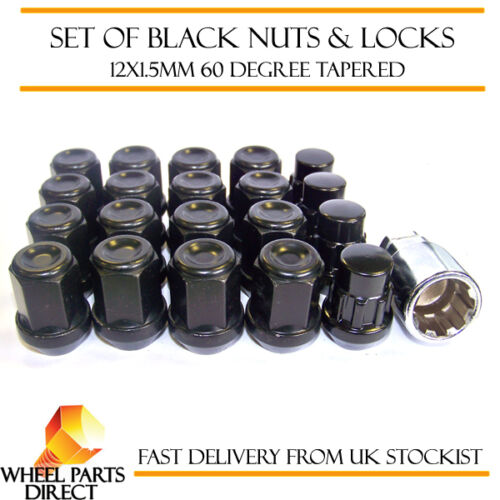 16+4 88-97 Black Wheel Nuts & Locks 12x1.5 Bolts for Toyota Hilux 4WD Mk5 