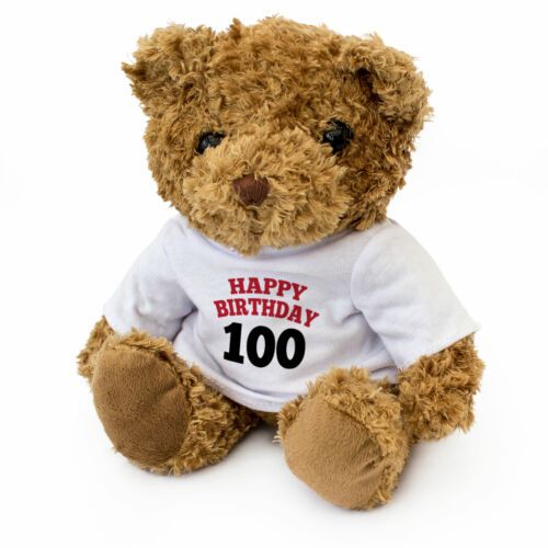 NEW - HAPPY BIRTHDAY 100 - Teddy Bear Cute Cuddly - Gift Present 100th Birthday