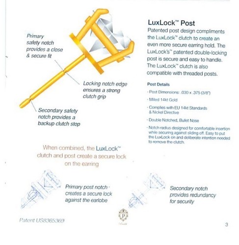 LuxLock World/'s most secure USA Patented Replacement Earring Back 10k White Gold