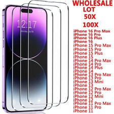 Wholesale Bulk Lot Tempered Glass Screen Protector For iPhone 16 15 14 13 12 Pro