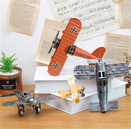 Mini Vintage Metal Plane Model Aircraft Glider Biplane Airplane Model Kids Toy X