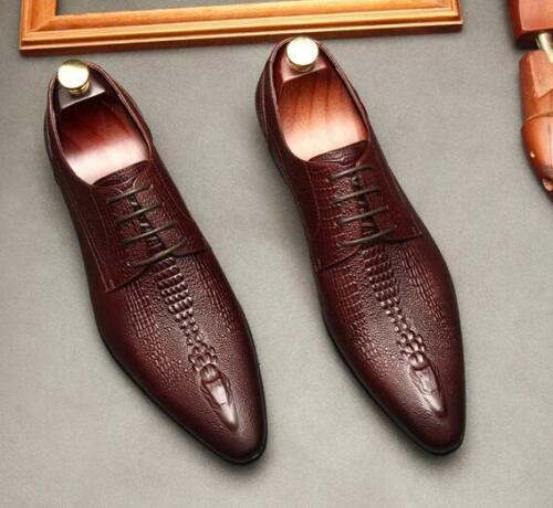 Details about   Mens Leather Slip On Pointy Toe Dress Formal Oxfords Business Wedding Shoes New 