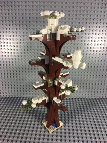 NEW PIECES PARTS CUSTOM WINTER FOREST TREE W SNOWY OWL & 8 LEAVES LEGO CITY 