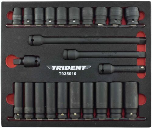 Trident Tools 1//2in Drive 24 Piece Std /& Deep Impact Socket Set Metric 13-24mm