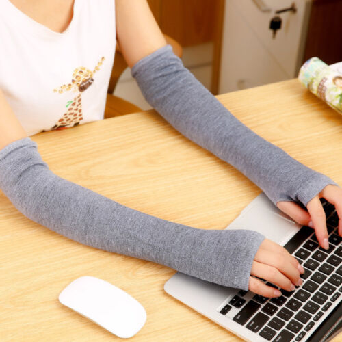 Women Winter Arm Warmers Cashmere Fingerless Long Gloves Solid Warm gift