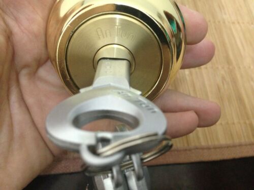 Brass With 3 awesome "Spool Bead" Keys! Unique 13-pin Deadbolt Lock An Tun 